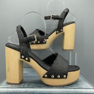 NEW Franco Sarto Women’s Wally 2 Woven Platform Heels Black Size 9M